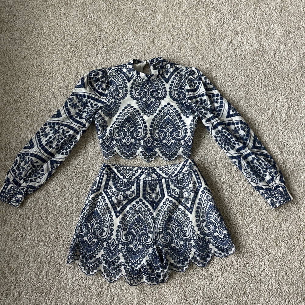 MINKPINK Blue and White Patterned Set